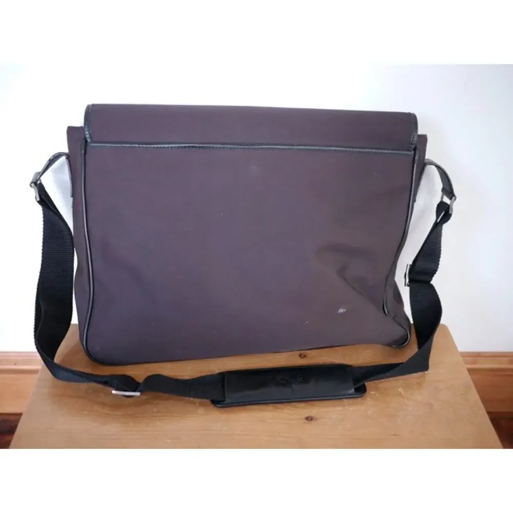 ECCO Brown Nylon Multi-Pocket Adjustable Laptop Soft Briefcase Carry On Bag